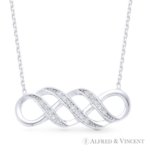 Double-Infinity CZ Charm Pendant in .925 Sterling Silver w/ Rhodium - Picture 1 of 1